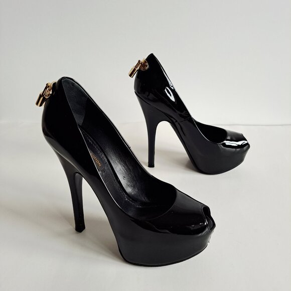 Louis Vuitton Black Leather Platform Oh Really! Peep Toe Pumps Size 36 - Picture 15 of 16